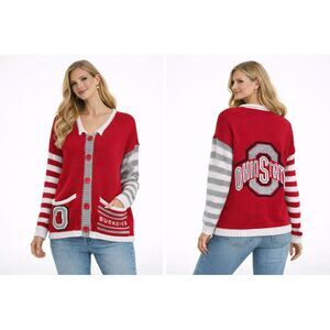 BellePointe Ohio State Buckeyes Varsity Knit Cardigan - Size L